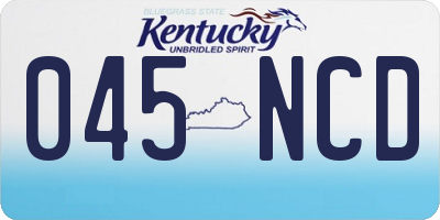 KY license plate 045NCD