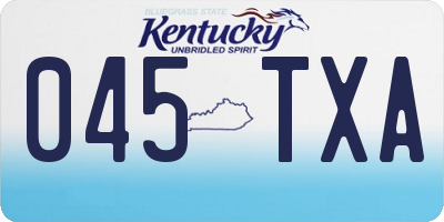 KY license plate 045TXA