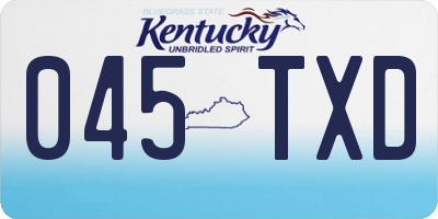 KY license plate 045TXD