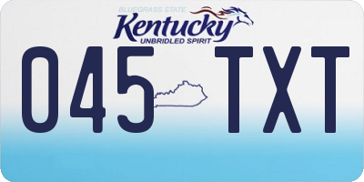 KY license plate 045TXT