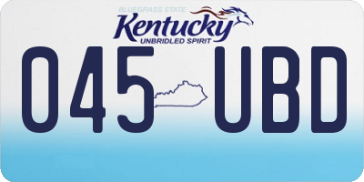 KY license plate 045UBD