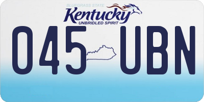 KY license plate 045UBN