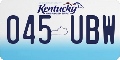 KY license plate 045UBW