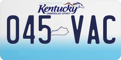 KY license plate 045VAC