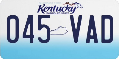 KY license plate 045VAD