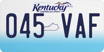 KY license plate 045VAF