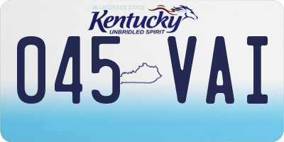 KY license plate 045VAI