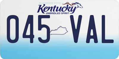 KY license plate 045VAL