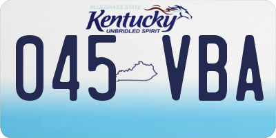 KY license plate 045VBA
