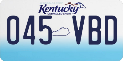 KY license plate 045VBD