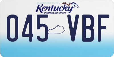 KY license plate 045VBF