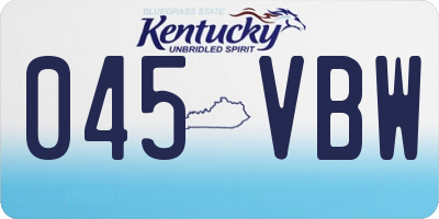 KY license plate 045VBW