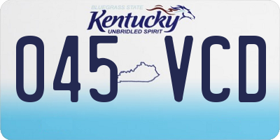 KY license plate 045VCD
