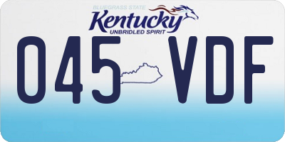 KY license plate 045VDF