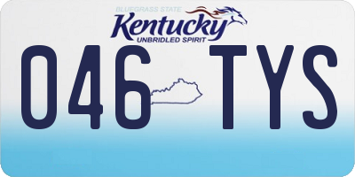 KY license plate 046TYS