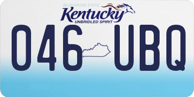 KY license plate 046UBQ