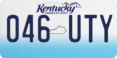 KY license plate 046UTY