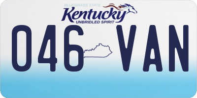 KY license plate 046VAN