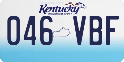 KY license plate 046VBF