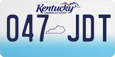 KY license plate 047JDT