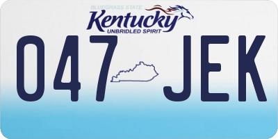 KY license plate 047JEK