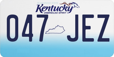 KY license plate 047JEZ