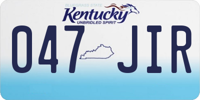 KY license plate 047JIR