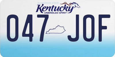 KY license plate 047JOF