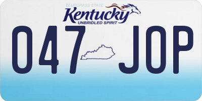 KY license plate 047JOP