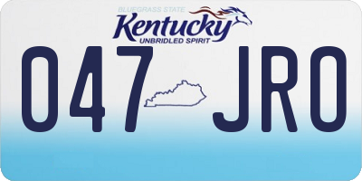 KY license plate 047JRO