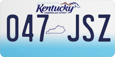 KY license plate 047JSZ