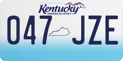 KY license plate 047JZE