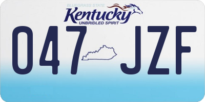 KY license plate 047JZF