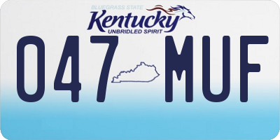 KY license plate 047MUF