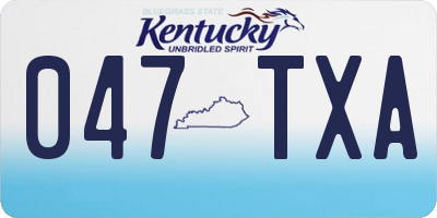 KY license plate 047TXA