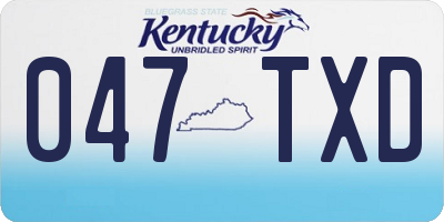 KY license plate 047TXD