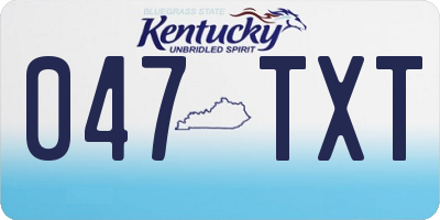 KY license plate 047TXT