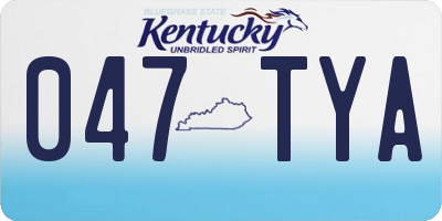KY license plate 047TYA