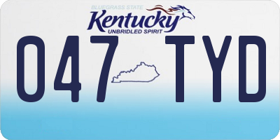 KY license plate 047TYD