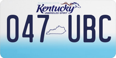 KY license plate 047UBC