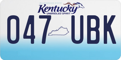 KY license plate 047UBK