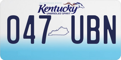 KY license plate 047UBN