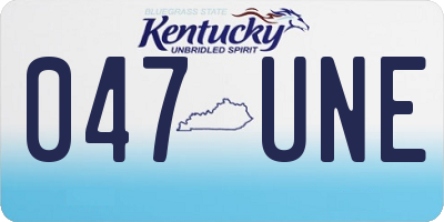 KY license plate 047UNE