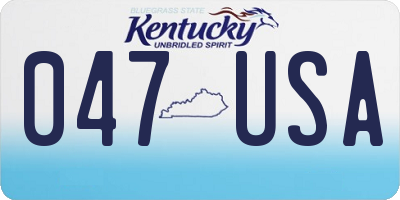 KY license plate 047USA