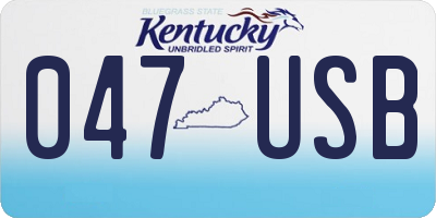 KY license plate 047USB