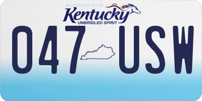 KY license plate 047USW