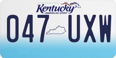 KY license plate 047UXW
