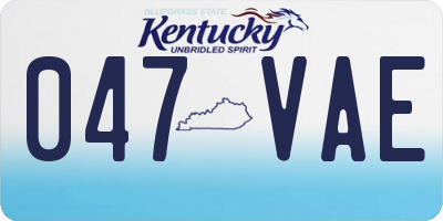 KY license plate 047VAE