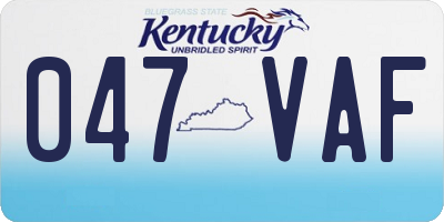 KY license plate 047VAF