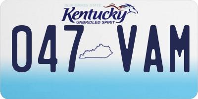 KY license plate 047VAM